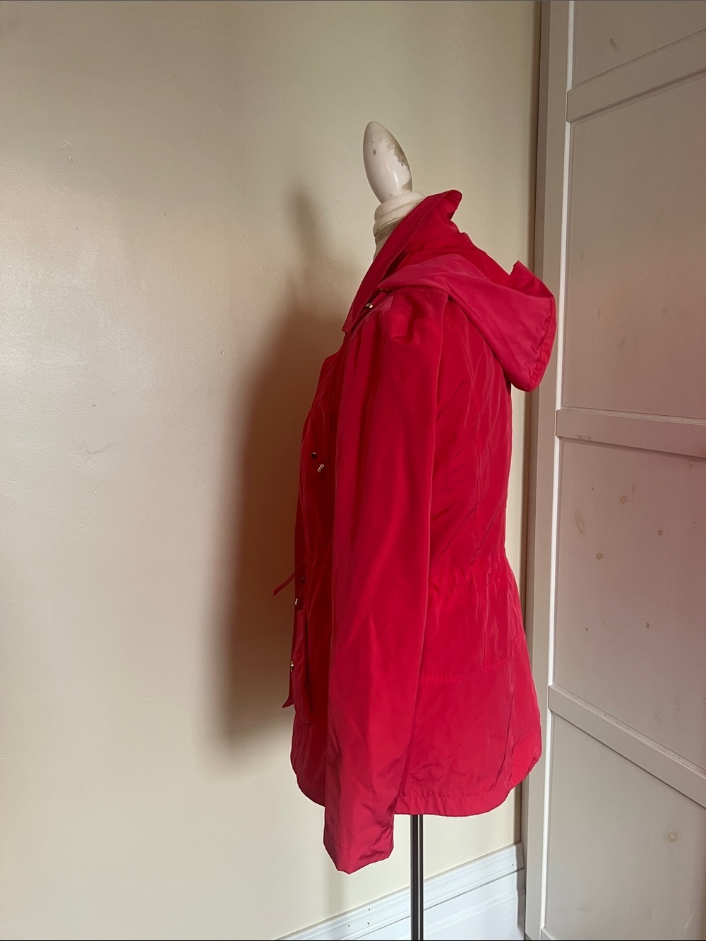 Charter Club Bright Pink Hooded Utility Jacket – Water Resistant Rain Coat Small - Picture 5 of 10